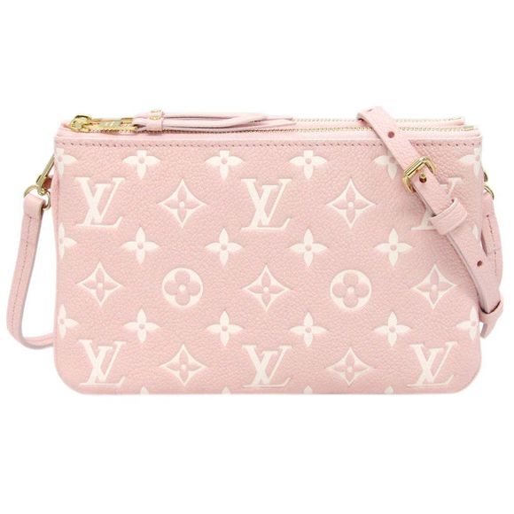 Bag Monogram Implant Pochette Double Zip Rose Candy Pink Shoulder Pouch Clutch - Picture 1 of 9